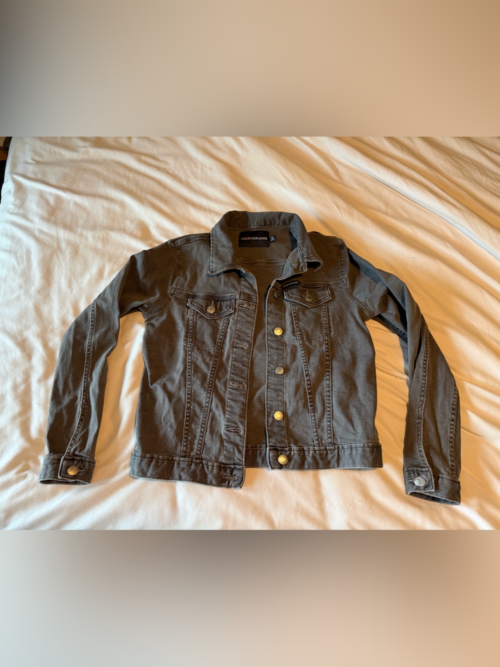 Calvin Klein Womens Dark Gray Denim Jacket